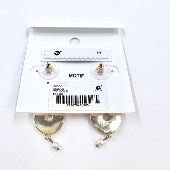 NWT – Belk – Cute Playful Jeweled Donut Motif Pearl 2” Dangle Post Stud Earrings - Picture 7 of 8